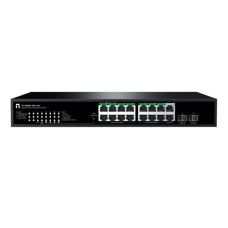 Netis ST118GPDI-2MS-150 Gigabit PoE Switch — 14 PoE + 2 GE + 2 SFP — view 1