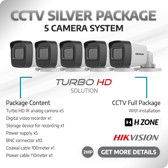 cctv package 5 camera silver